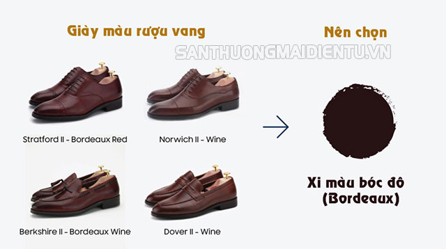 Xi giày màu Bordeaux
